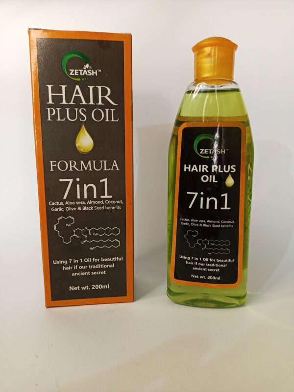 Zetash Hair Plus Oil 7-in-1 Formula - Nourishing Hair Growth Oil with Cactus, Aloe Vera, Almond, Coconut, Garlic, Olive & Black Seed, 200ml - Image 2