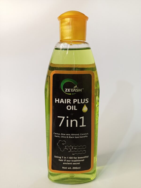 Zetash Hair Plus Oil 7-in-1 Formula - Nourishing Hair Growth Oil with Cactus, Aloe Vera, Almond, Coconut, Garlic, Olive & Black Seed, 200ml - Image 3